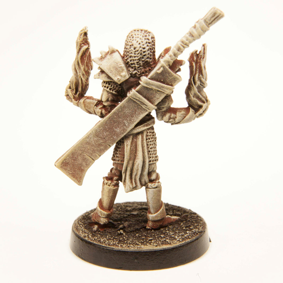 Primed pewter Elf Undead Mage miniature, 39mm tall, another view