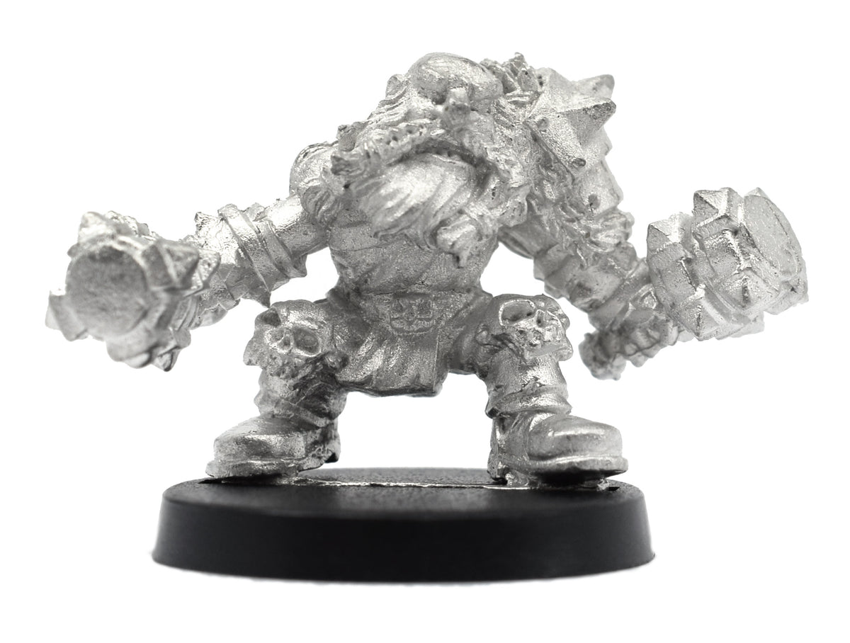 Unpainted pewter Dwarven Battlerager miniature, 32mm tall