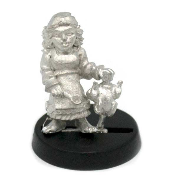 Unpainted pewter Halfling Cook miniature, 21mm tall, another view