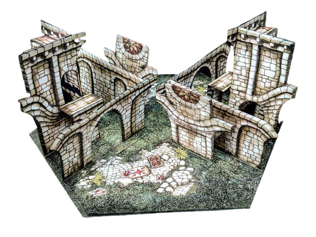 Toppled Arches Pop-Up Terrain, printable paper terrain for 28mm miniatures, another view