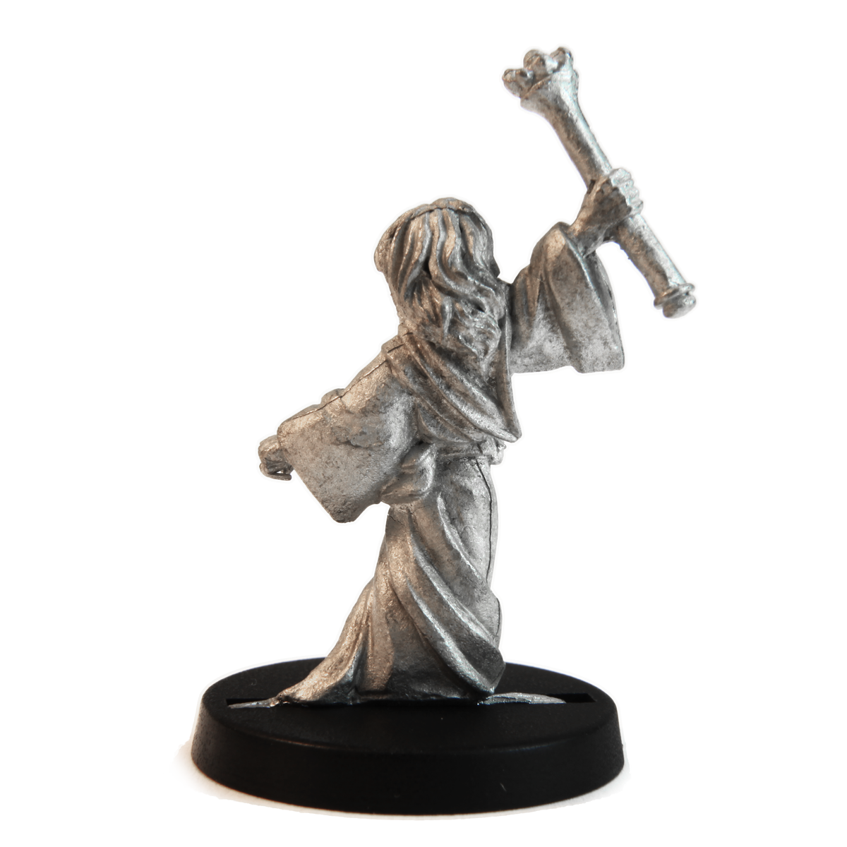 Unpainted pewter Female Human Apprentice miniature, 35mm tall, another view