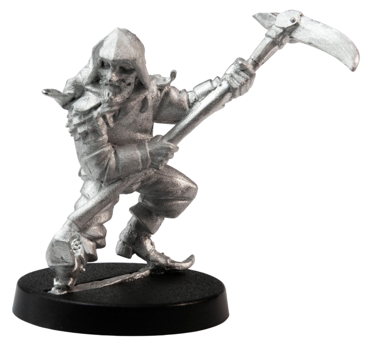 Unpainted pewter Male Human Jester miniature, 35mm tall, another view