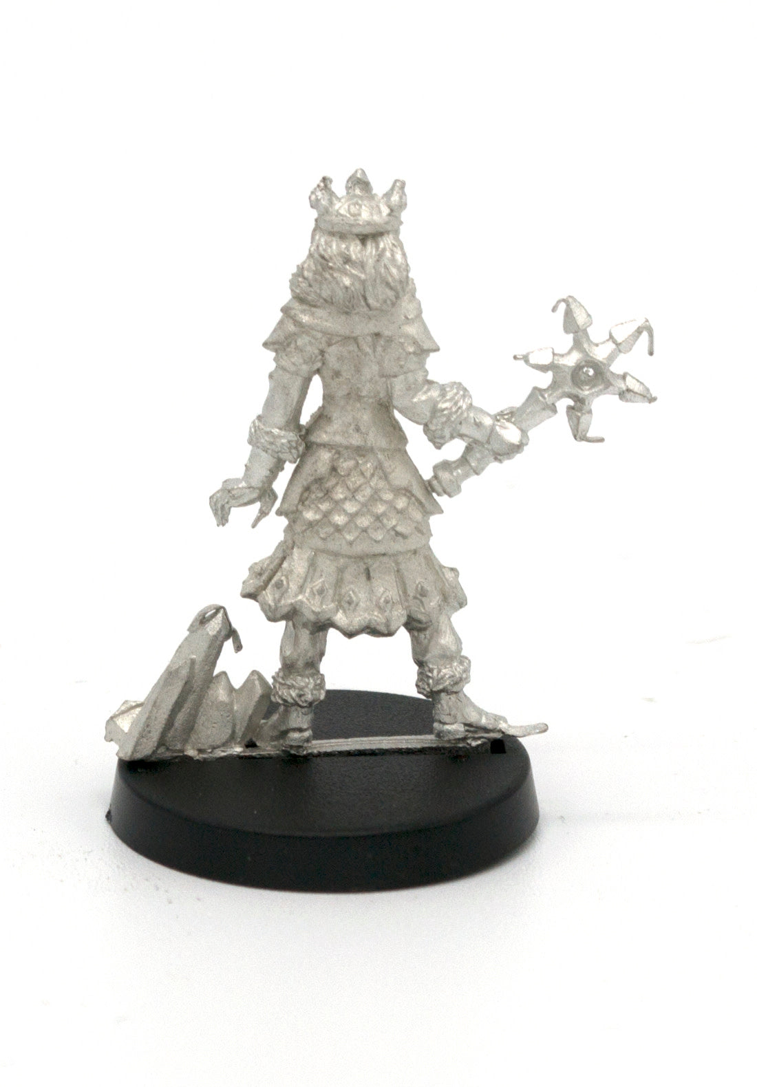 Unpainted pewter Elf Ice Queen miniature, 32mm tall, another view