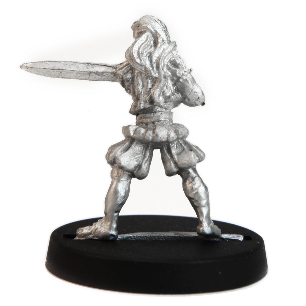 Unpainted pewter Human Zweihander miniature, 24mm tall, another view