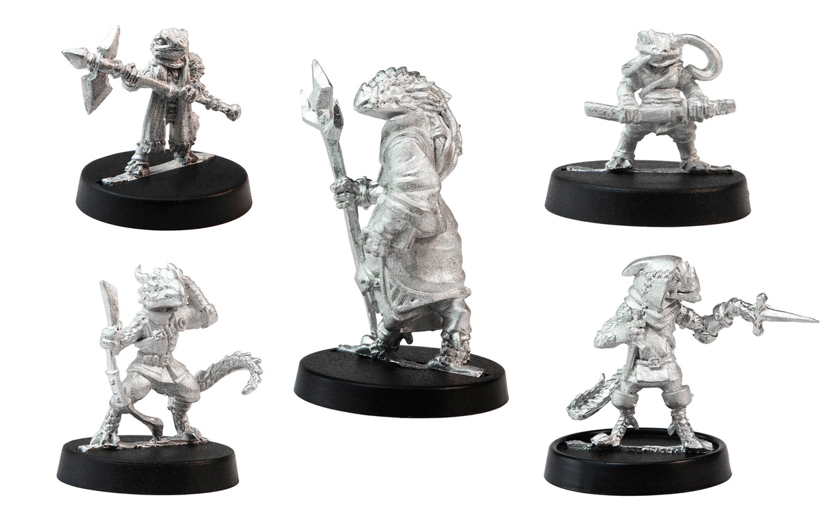 Stonehaven Adventurers 2020 - 5 Piece Core Set, unpainted pewter miniatures, another view