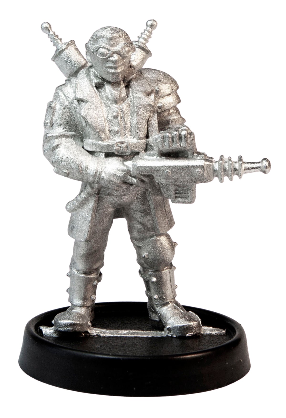 Unpainted pewter Male Human Mad Scientist miniature, 37mm tall