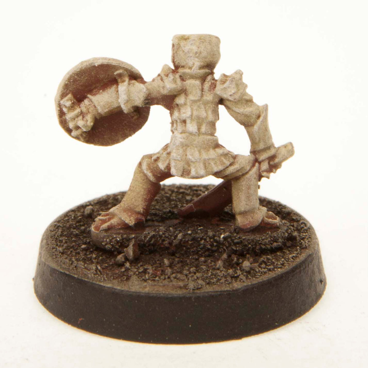 Primed pewter Grippli Warrior miniature, 13mm tall, another view