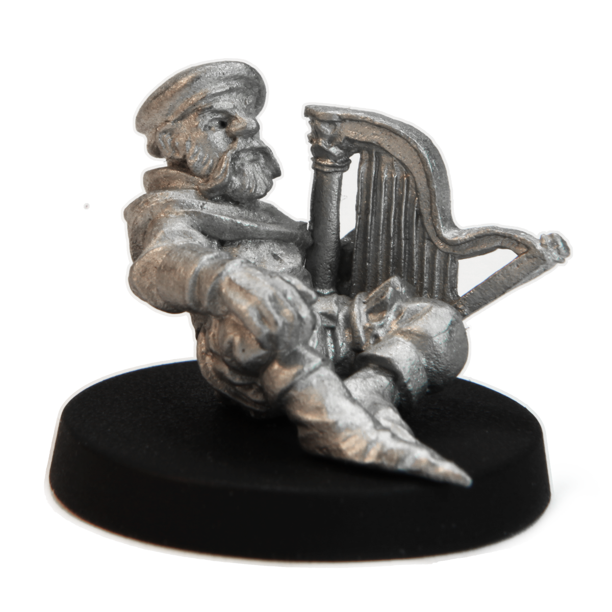 Unpainted pewter Male Dwarven Musician miniature, 30mm long