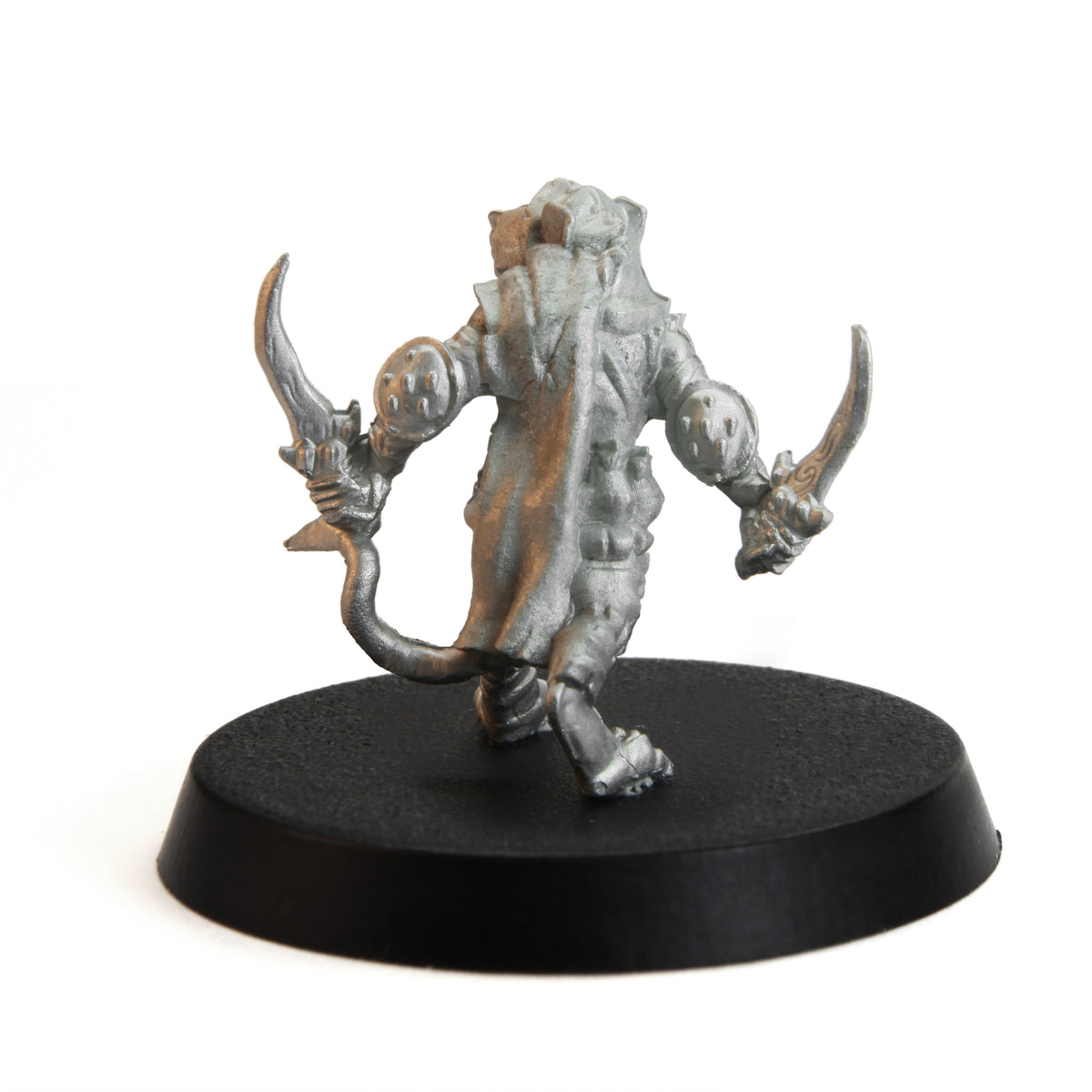 Unpainted pewter Tytantroll Ratman Thief miniature, 26mm tall, another view