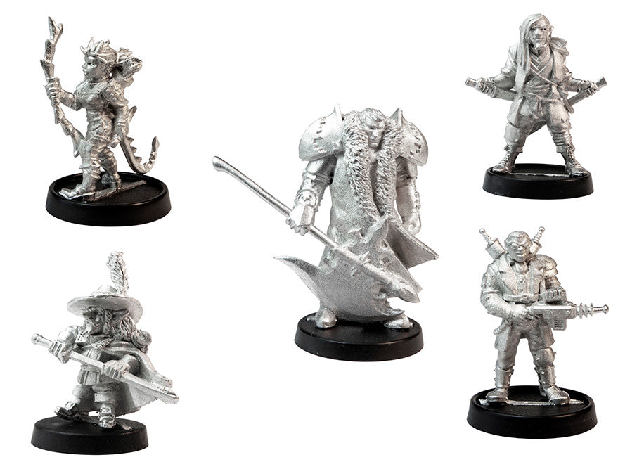 Stonehaven Adventurers 2020 - 5 Piece Cyragnome and the Fierce Four Set, unpainted pewter miniatures