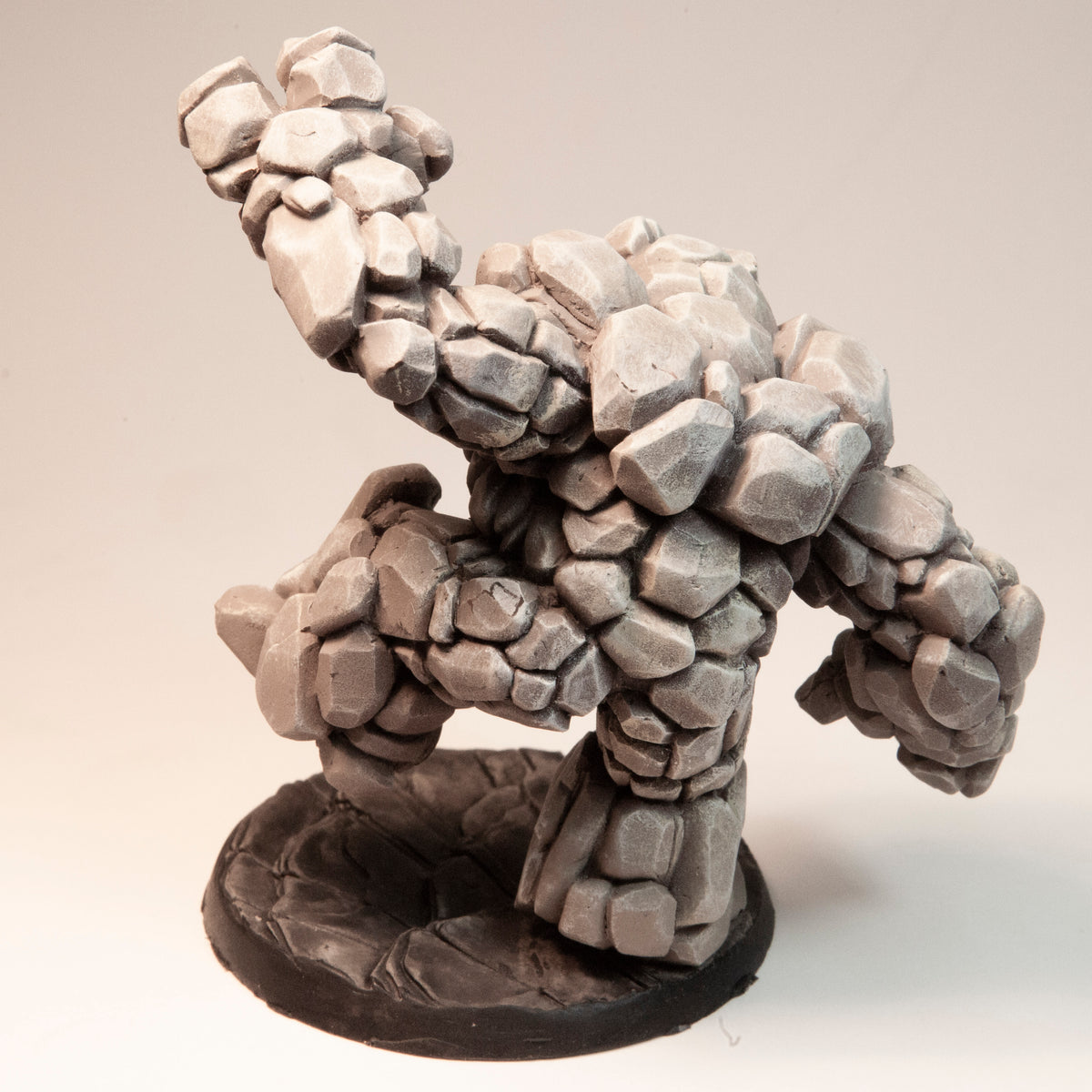 Primed resin Rock Elemental miniature, 93mm tall, another view