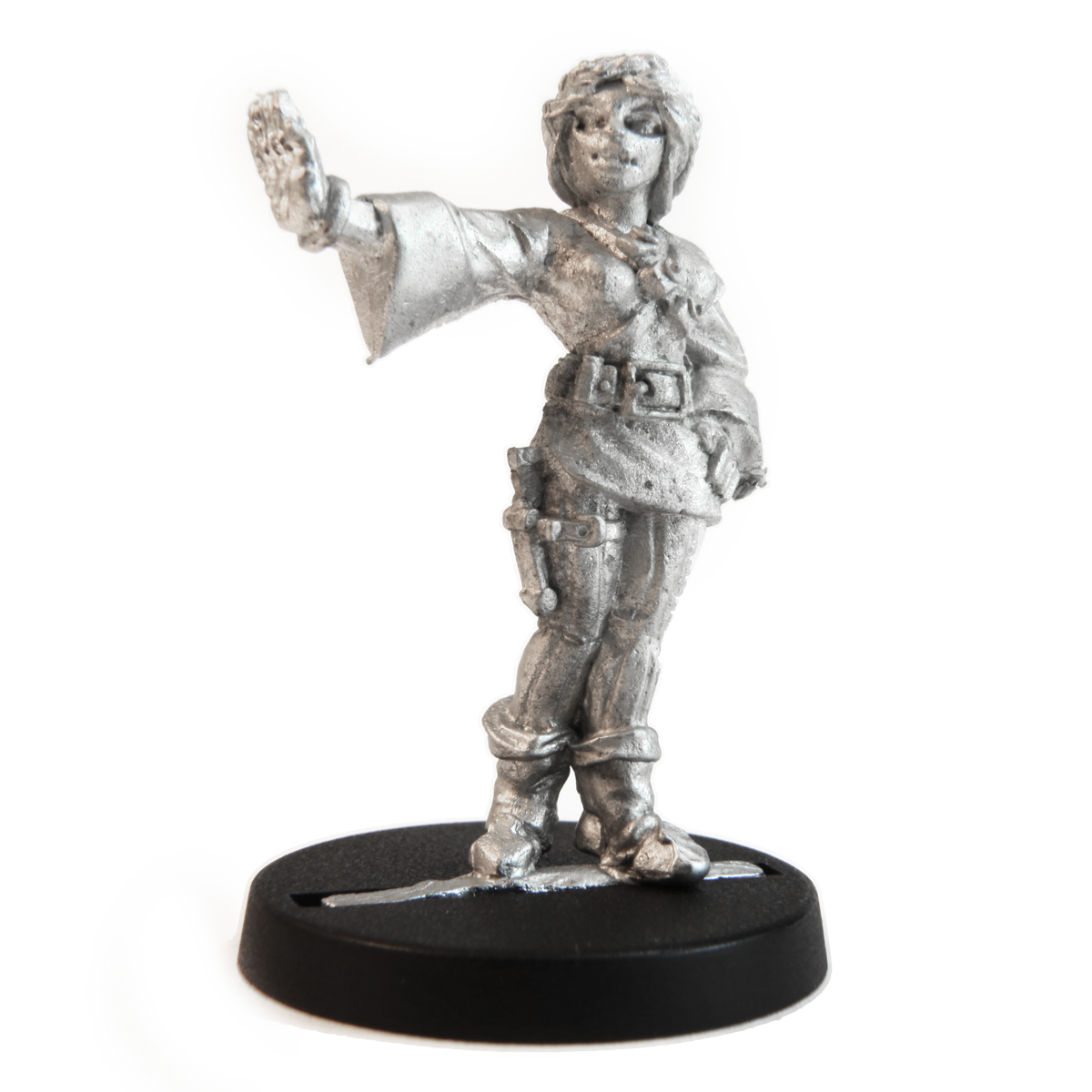 Unpainted pewter Human Mage Female miniature, 35mm tall
