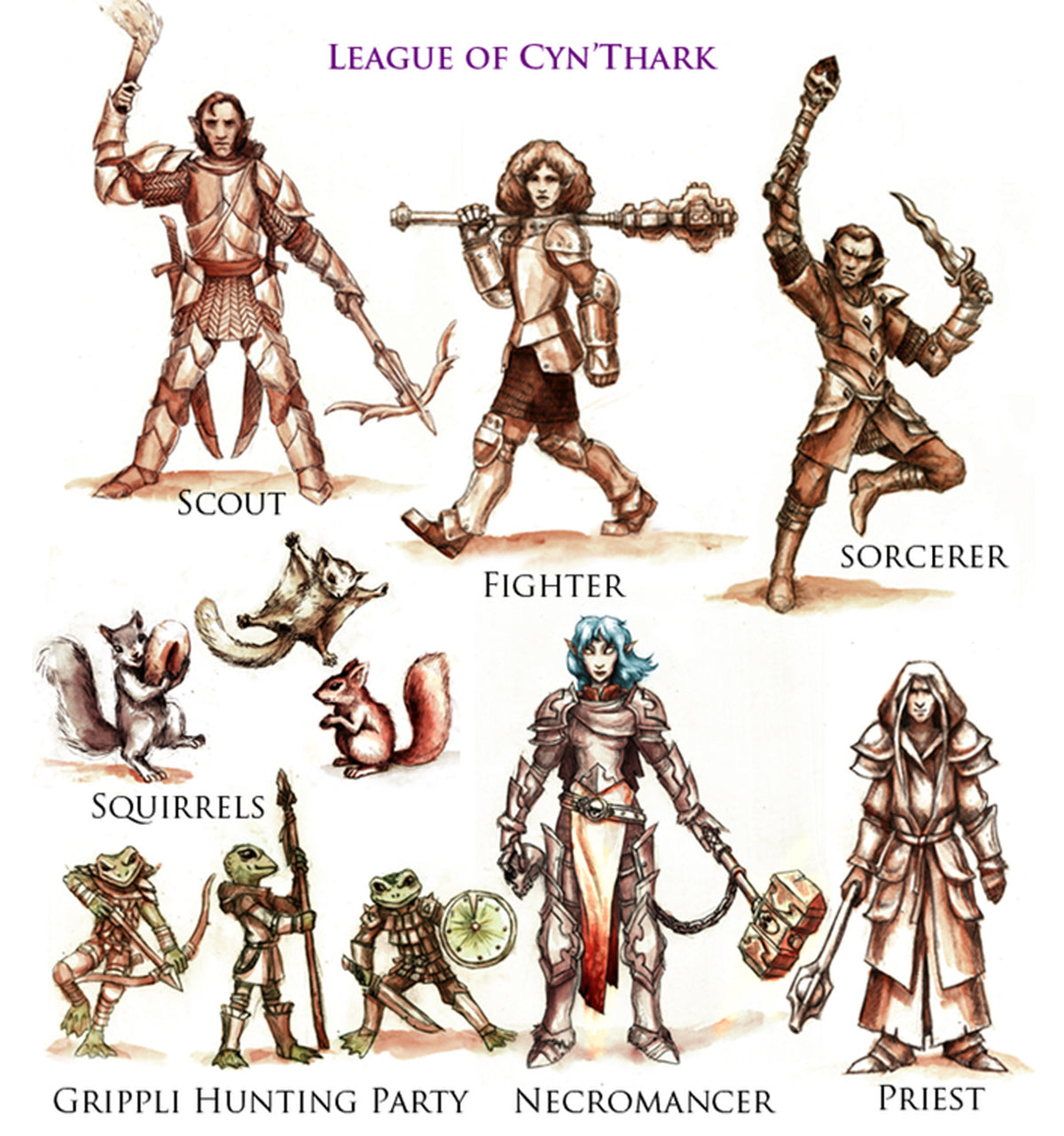 9 Piece League of CynThark Set, character art