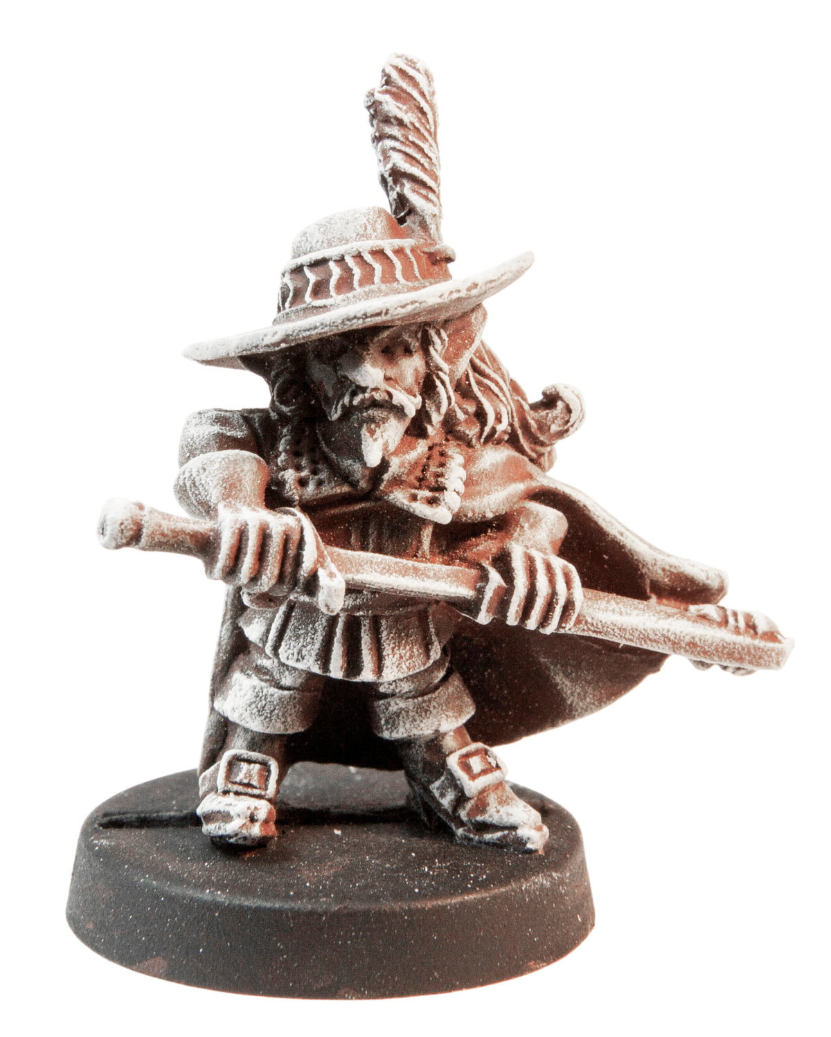 Primed pewter Male Gnome Swashbuckler miniature, 32mm tall