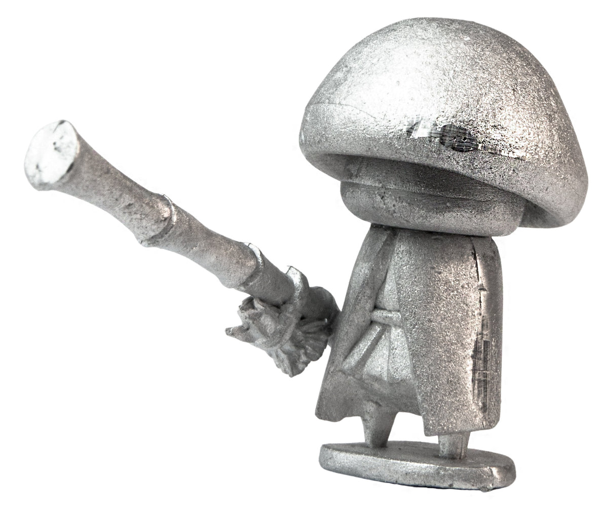 Unpainted pewter Mushroom with Blowgun miniature, 25mm tall