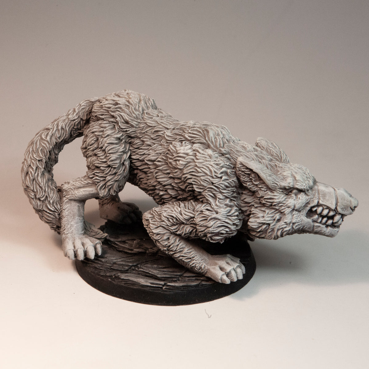 Primed resin Ice Wolf miniature, 50mm tall