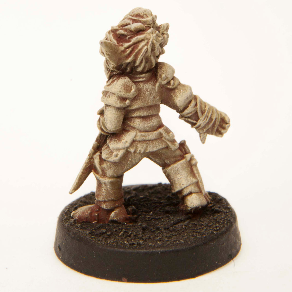 Primed pewter Gnome Thief miniature, 23mm tall, another view