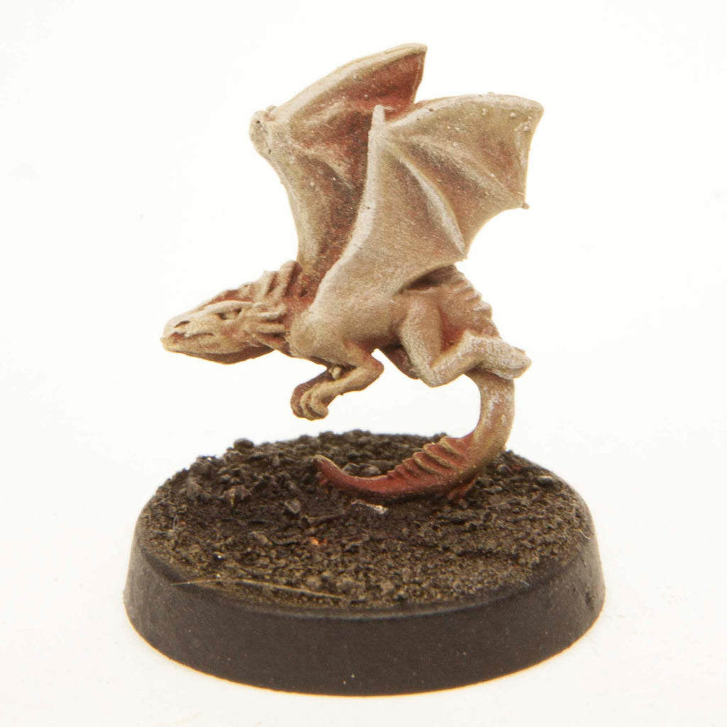 Primed pewter Dragonling miniature, 19mm tall