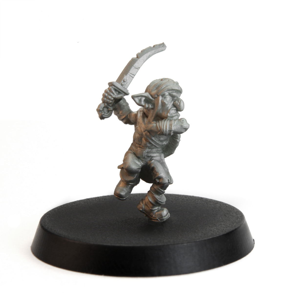 Unpainted pewter Tytantroll Goblin Warrior miniature, 30mm tall