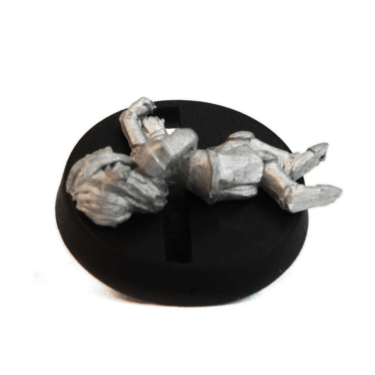 Unpainted pewter Gnome Unconscious miniature, 20mm long, another view