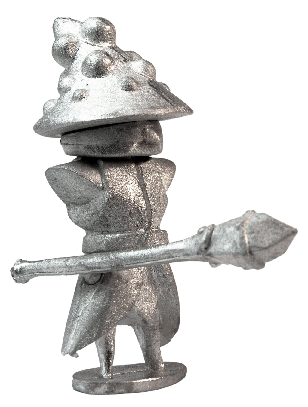 Unpainted pewter Mushroom Mage with Crystal Staff miniature, 39mm tall