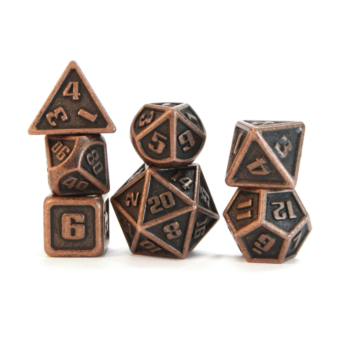 Level 5 Gnome Artificer Dice Set Polyhedral Dice (7pcs) Metal Bronze Mini Sized