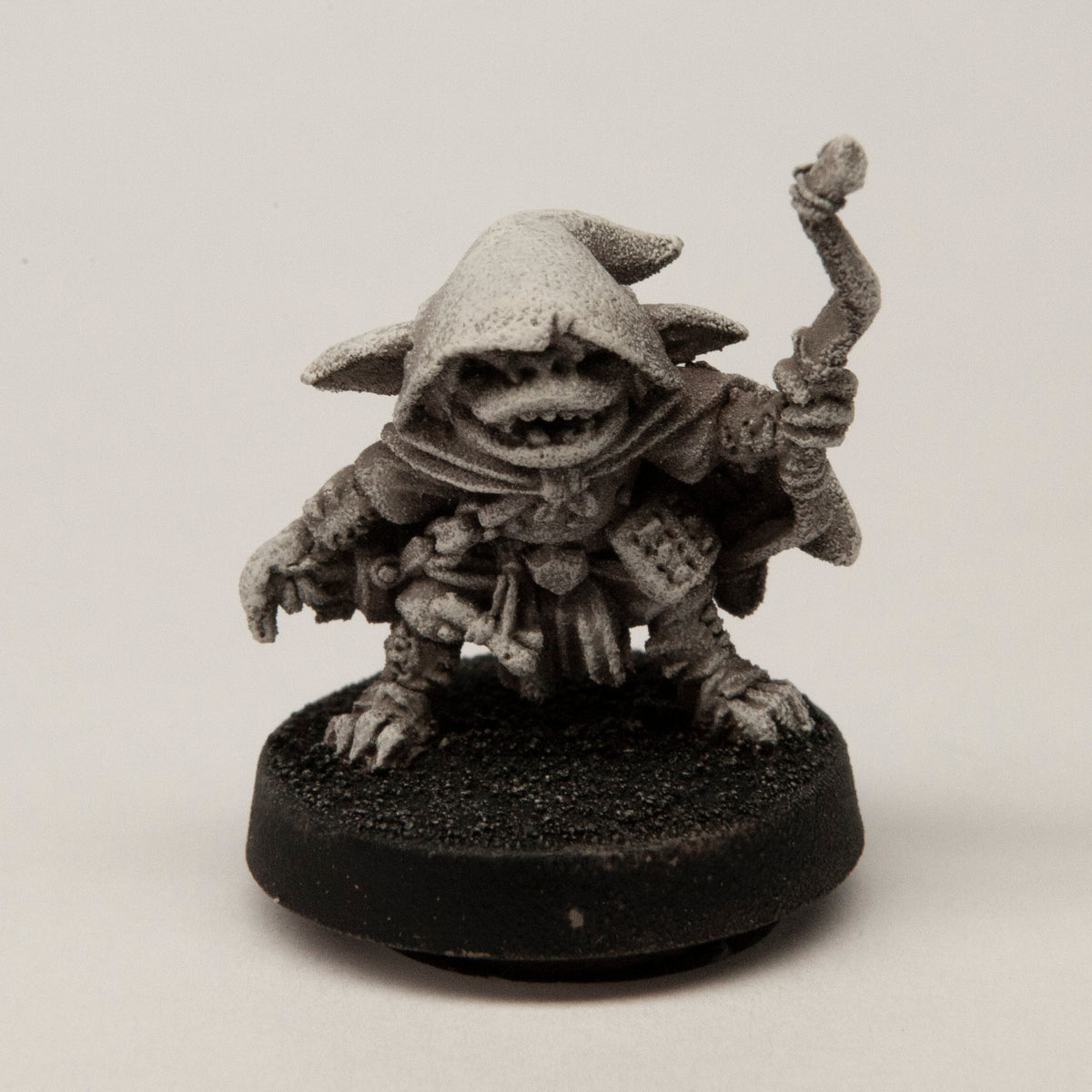 Primed pewter Male Goblin Archer miniature, 18mm tall