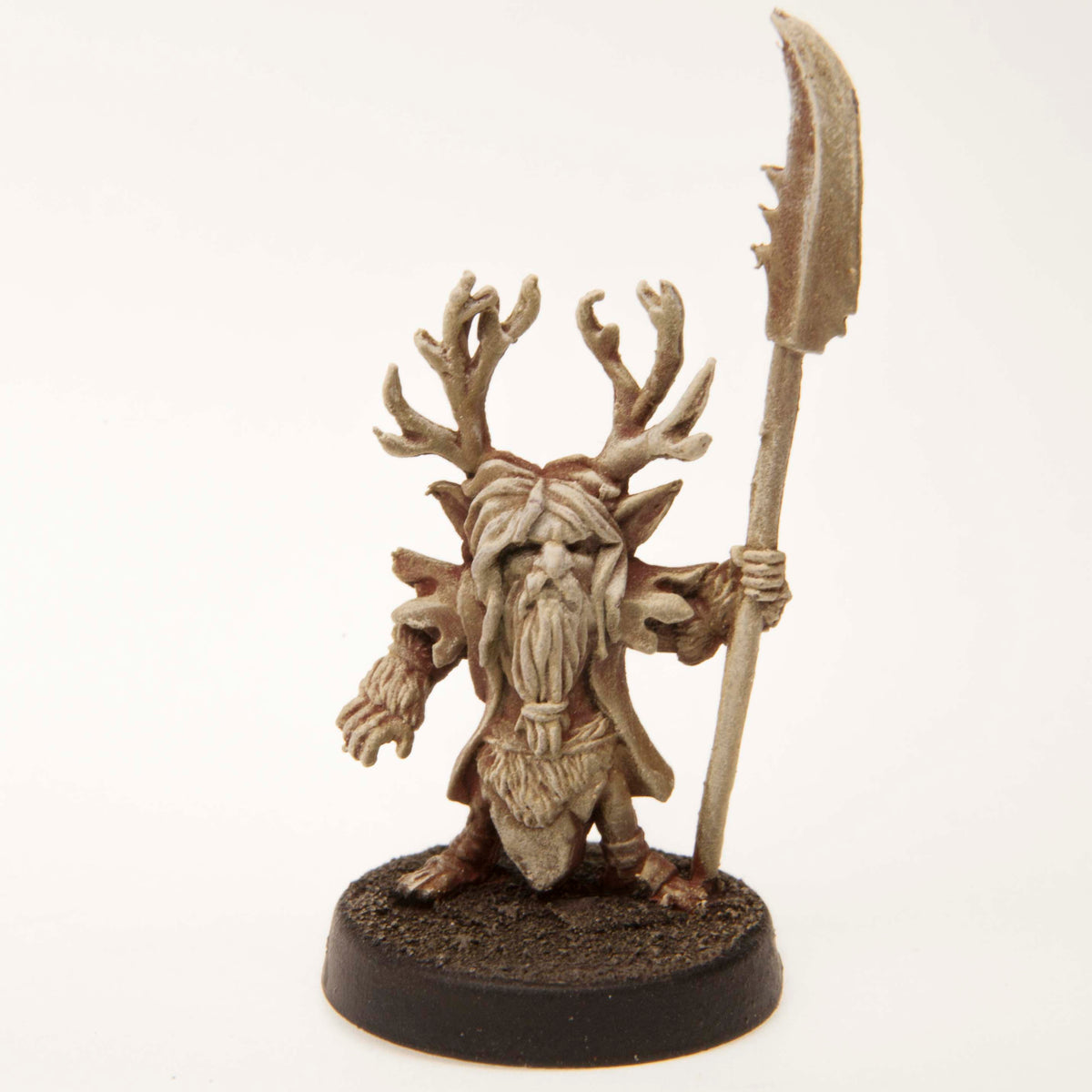 Primed pewter Gnome Druid miniature, 28mm tall