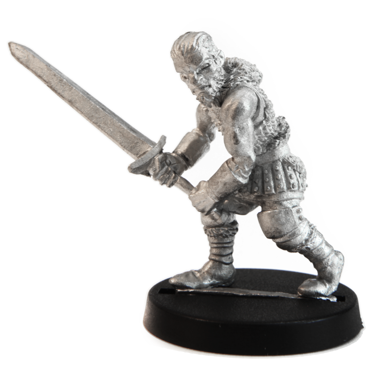 Unpainted pewter Male Human Berserker miniature, 30mm tall