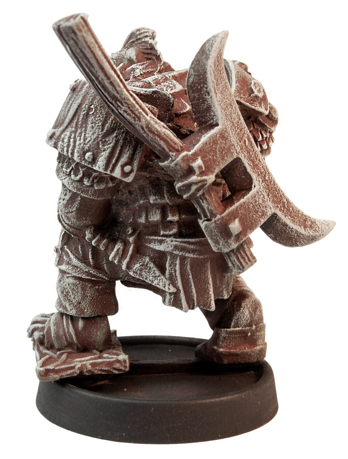 Primed pewter Male Orc Fighter miniature, 39mm tall, another view