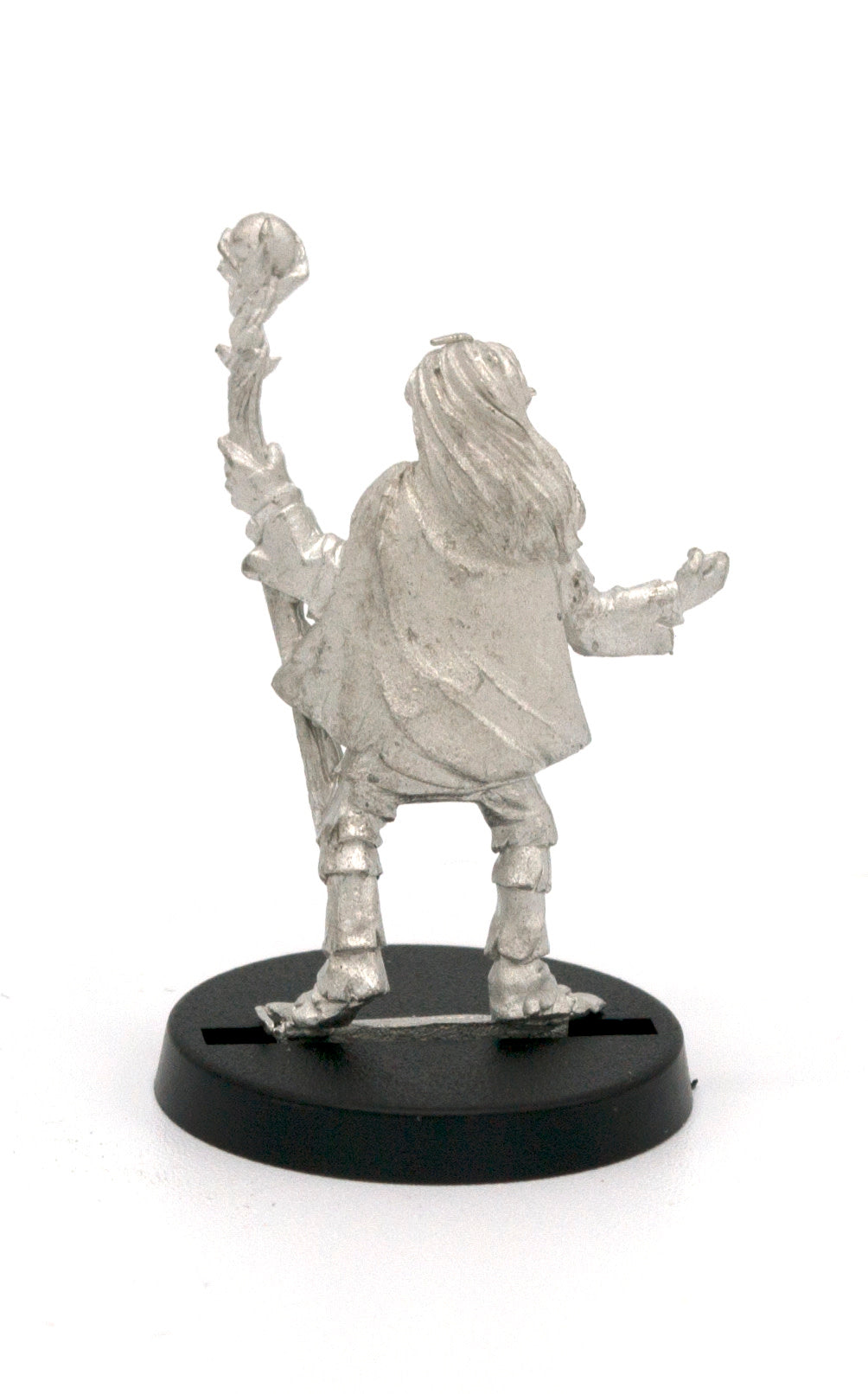 Unpainted pewter Elf Wizard miniature, 38mm tall, another view