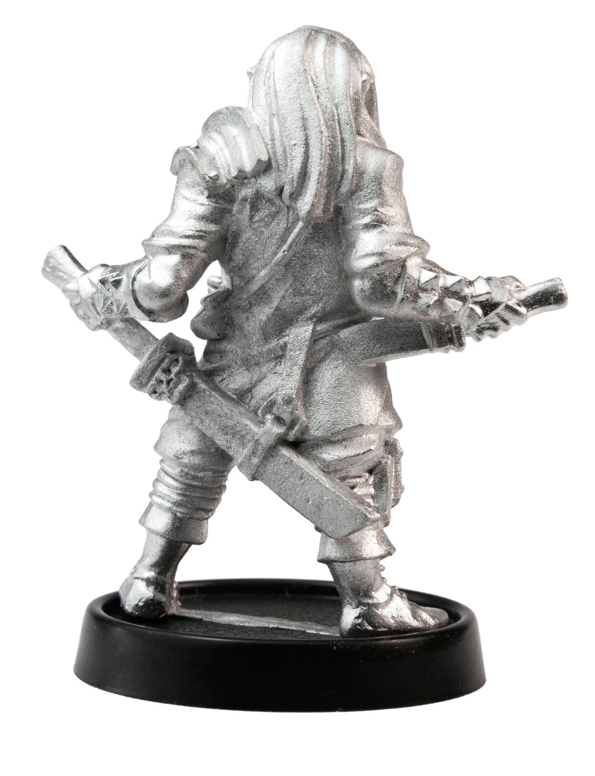Unpainted pewter Male Half-Orc Ronin miniature, 38mm tall, another view
