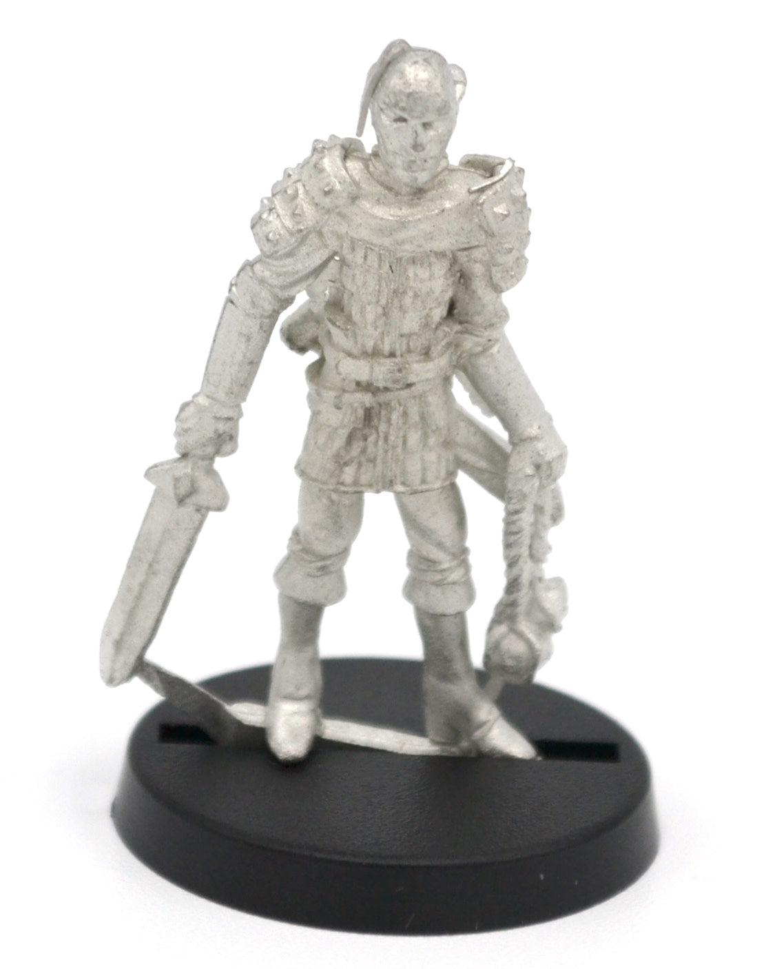 Unpainted pewter Elf Raider miniature, 34mm tall