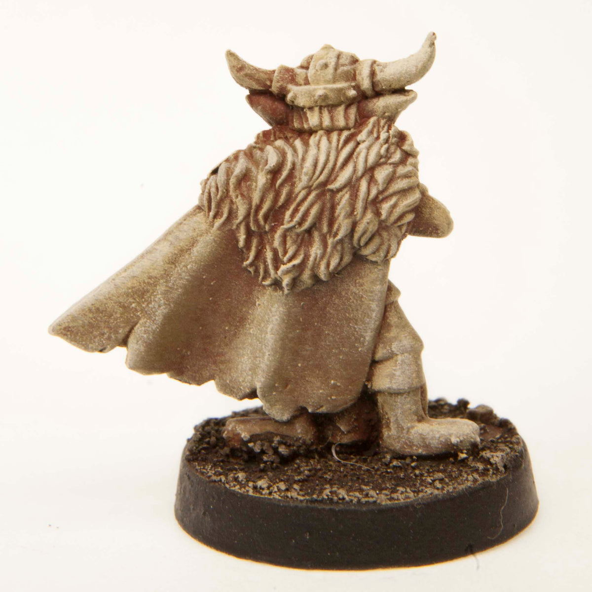Primed pewter Gnome Viking miniature, 20mm tall, another view