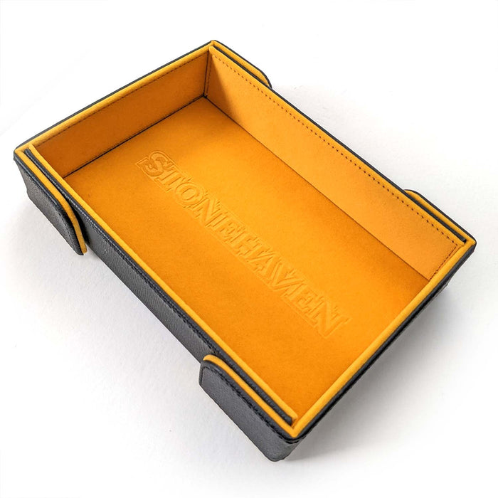 Stonehaven Bright Gold Velvet and PU Leather Magnetic Dice Tray