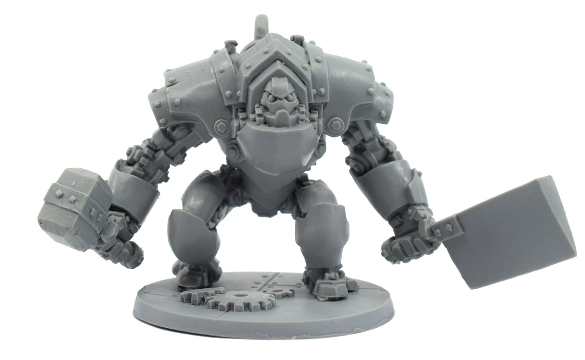 Unpainted resin Gnomish Titan miniature, 63mm tall
