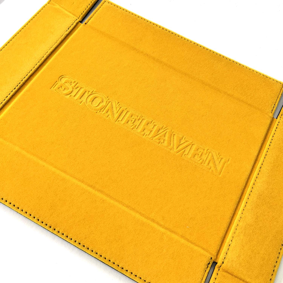 Stonehaven Bright Gold Velvet and PU Leather Magnetic Dice Tray, another view