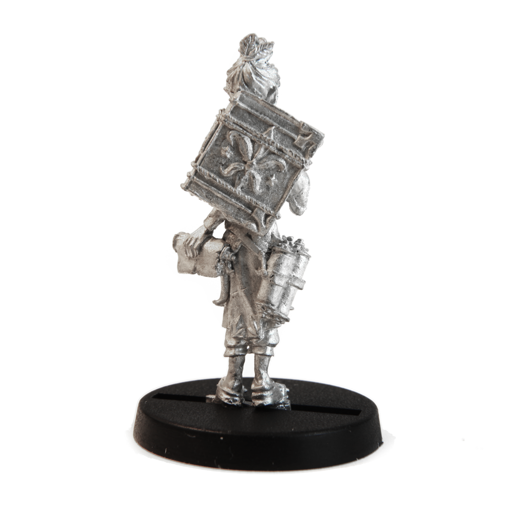 Unpainted pewter Elf Librarian miniature, 36mm tall, another view