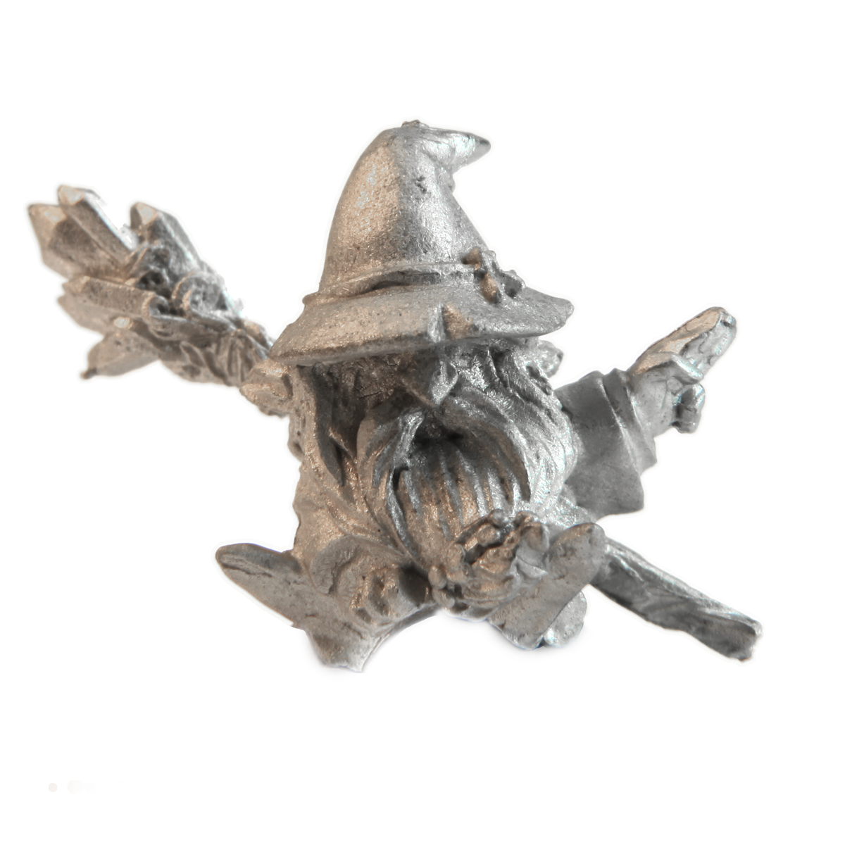 Unpainted pewter Gnome Wizard Rider miniature, 20mm tall