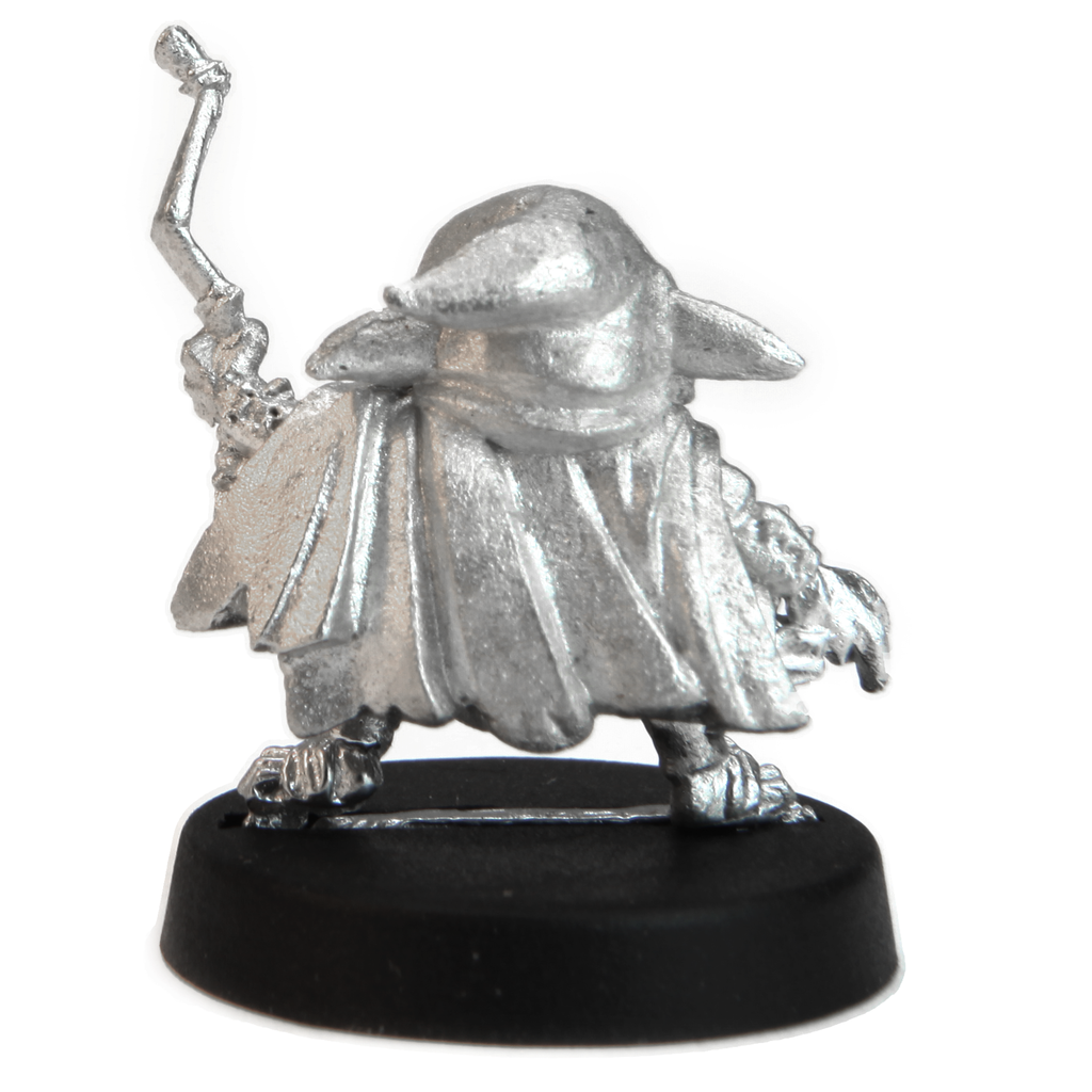 Unpainted pewter Male Goblin Archer miniature, 18mm tall, another view