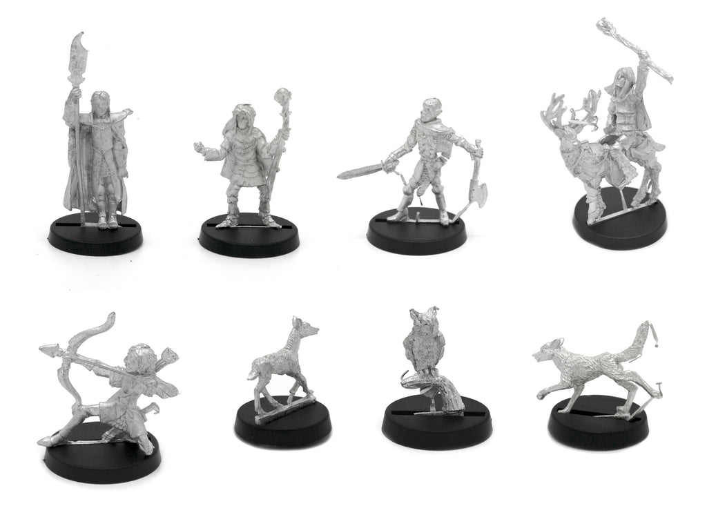 8 Piece Kral's Champions Set, unpainted pewter miniatures, another view