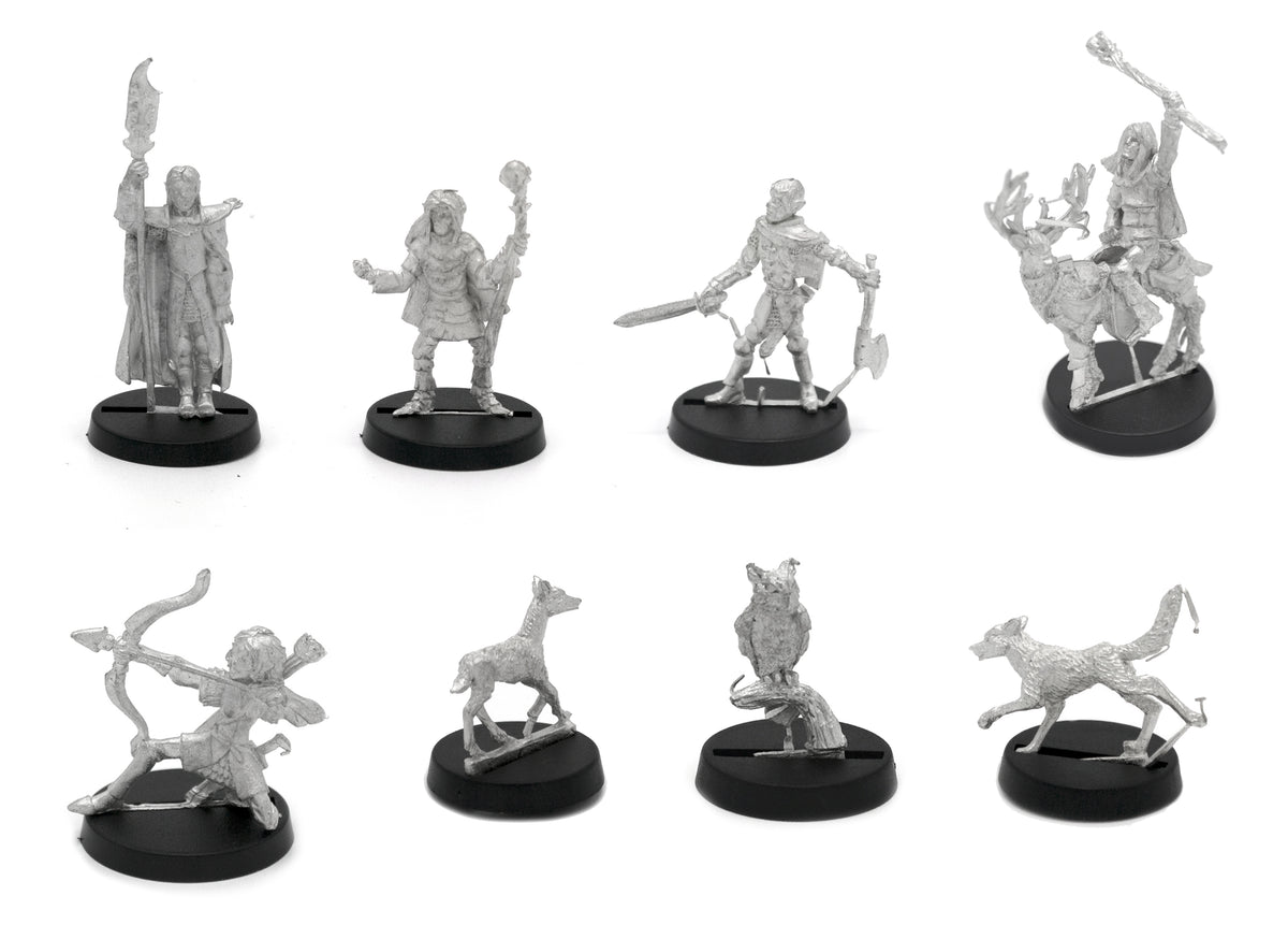 8 Piece Kral's Champions Set, unpainted pewter miniatures, another view