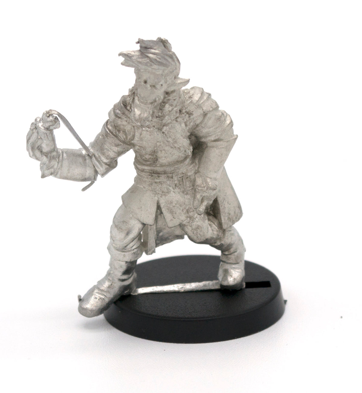 Unpainted pewter Half-Orc Thief miniature, 37mm tall