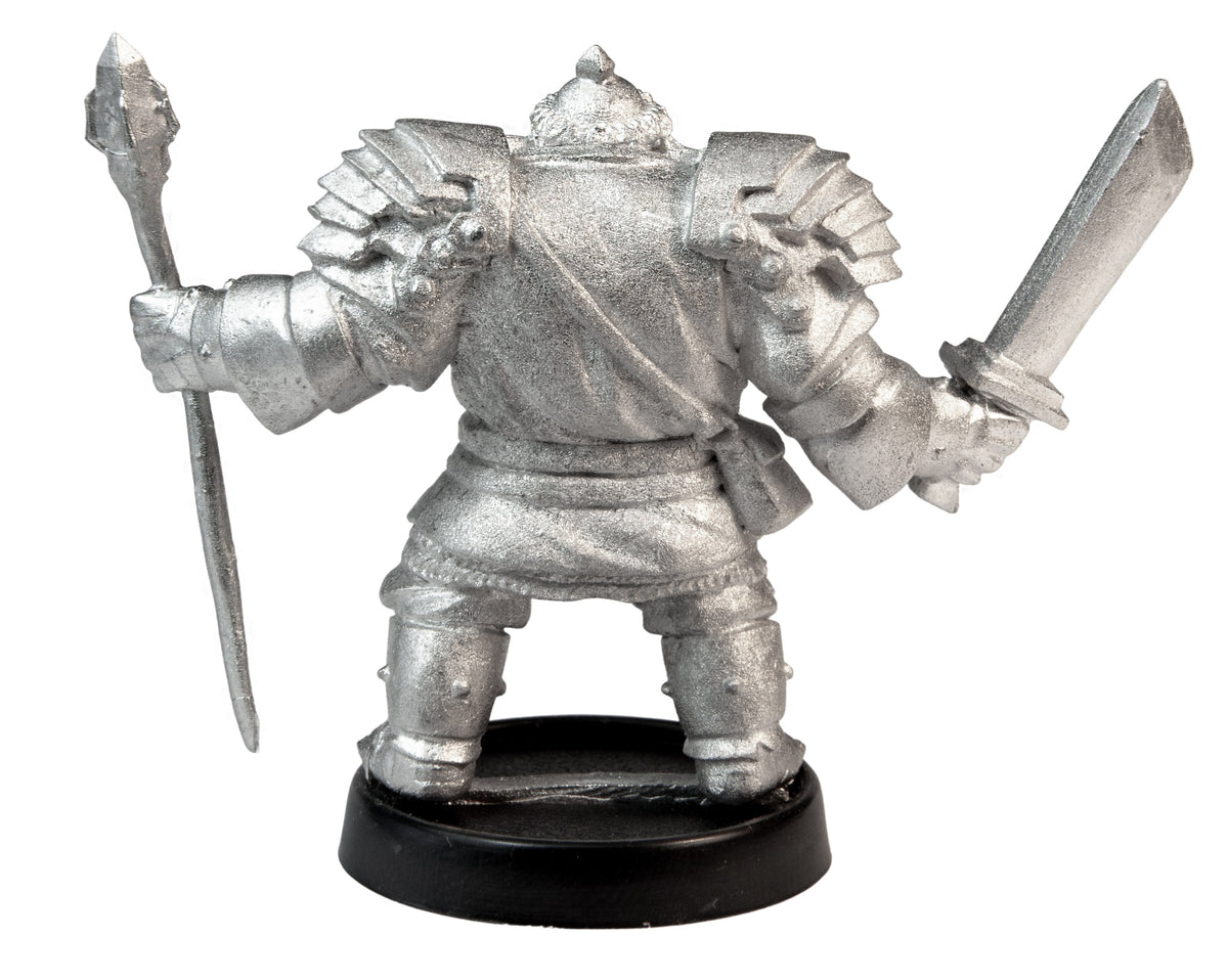 Unpainted pewter Male Orc Wizard miniature, 40mm tall, another view