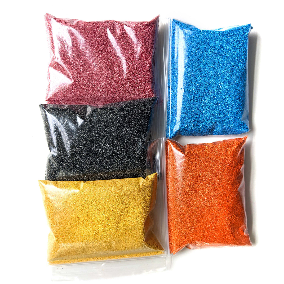Stonehaven Basing Sand Set of 5 Colors, Blue, Yellow, Orange, Black, and Pink