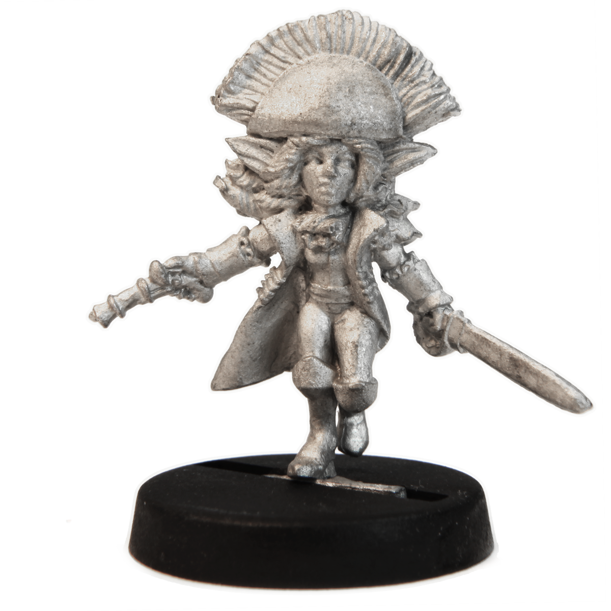 Unpainted pewter Gnome Pirate miniature, 27mm tall
