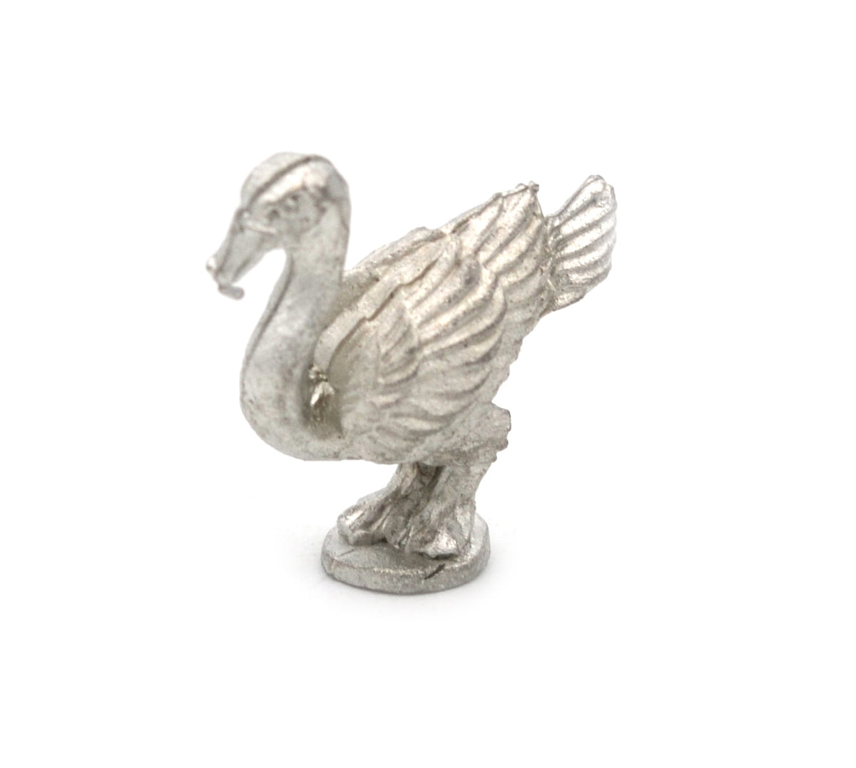 Unpainted pewter Swan miniature, 15mm tall, another view