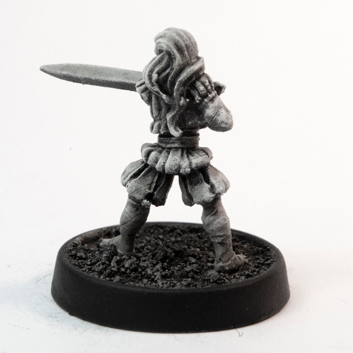 Primed pewter Human Zweihander miniature, 24mm tall, another view