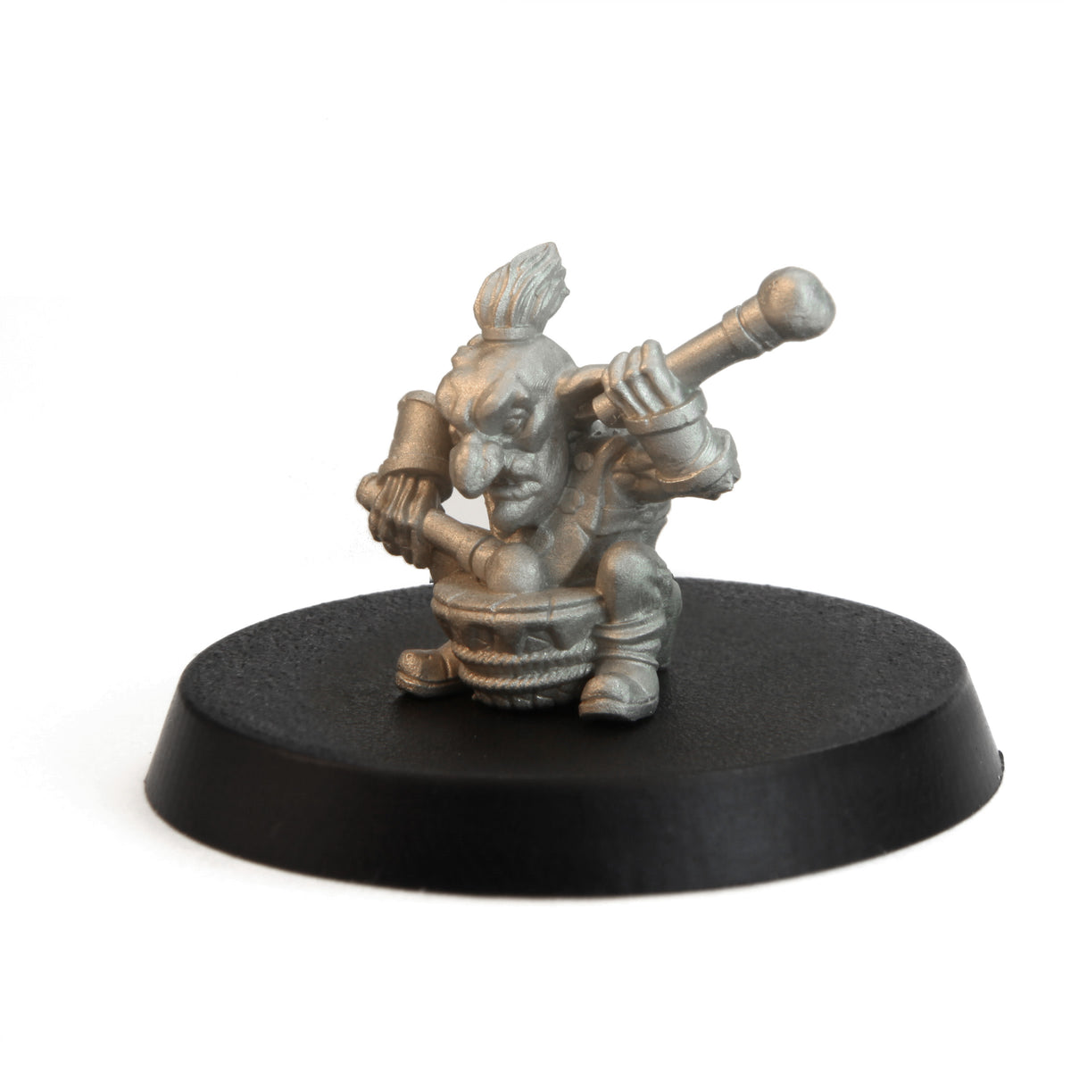 Unpainted pewter Tytantroll Goblin Bard miniature, 20mm tall