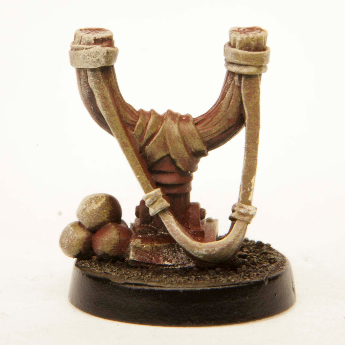 Primed pewter Giant Slingshot miniature, 20mm tall